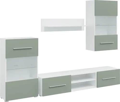 vidaXL 5-tlg. Wohnwand mit LED-Beleuchtung in Olivgrün von vidaXL