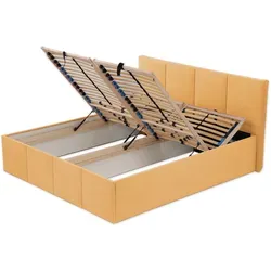 Polsterbett Dalas Gold 200 x 200 cm mit Bettkasten in gold von Halmon