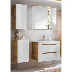 Lomadox Badmöbel-Set LUTON-56, 4-teilig mit LED-Spiegelschrank
