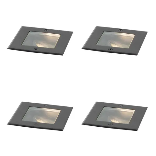 Qazqa LED Einbaustrahler 106901, ohne Leuchtmittel, Warmweiß, QAZQA Außen Einbauleuchte, gu10, Schwarz, Stahl, Modern