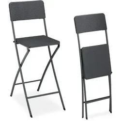 Klappbare Rattan Barhocker 2er Set - Hocker & Barhocker - Stilvolle, platzsparende Klappbarhocker aus Rattan, ideal für Balkone und Terrassen, mit robustem Stahlrahmen und 1 Jahr Garantie.