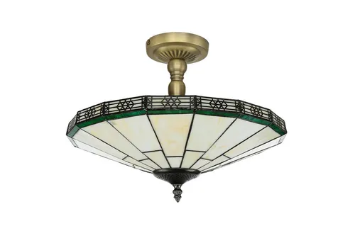 Elegante Tiffany Deckenleuchte in Weiß Grün in grün von Licht-Erlebnisse