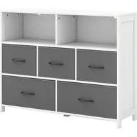 Costway Kommode mit 5 Schubladen und offenen Regalen