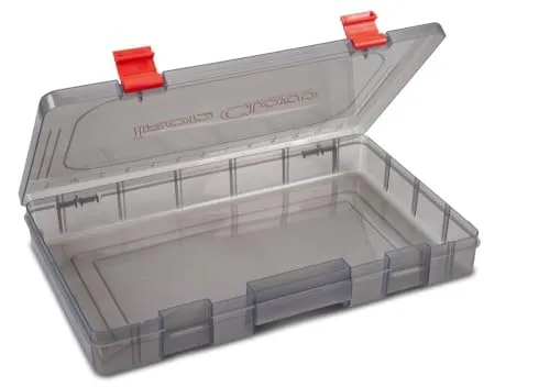 Sänger Top Tackle Systems Iron Claw Vario Box Serie, Transparent-Grau, UV-Schutz Köderbox für Angler, Robuste Zubehörbox, kompatibel mit Iron Claw Taschen (36 x 22,5 x 5 cm ND)