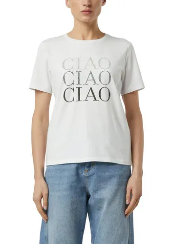 Comma Jersey-T-Shirt mit Strasssteinchen - Stylisches T-Shirt mit Regular Fit, Frontprint und funkelnden Schmucksteinen. Aus hochwertigem Baumwollmix für angenehmen Tragekomfort. Ideal für lässige Looks.