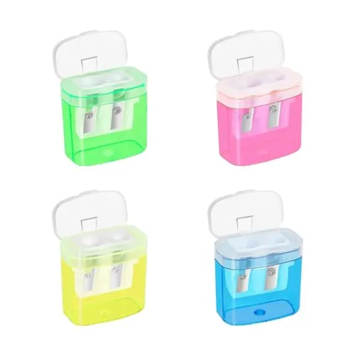 Stück Anspitzer Bleistift?Doppelloch-Bleistiftspitzer?Metall Bunt Manueller Bleistiftspitzer?Spitzer für Schule Büro 4