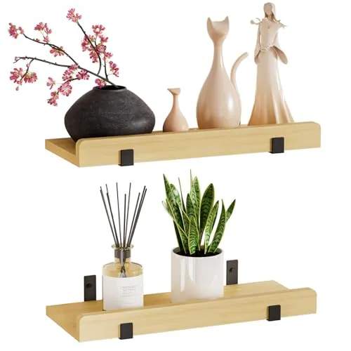 Yorbay 2er Set Wandregal Holz 40cm – Schweberegal für stilvolle Dekoration