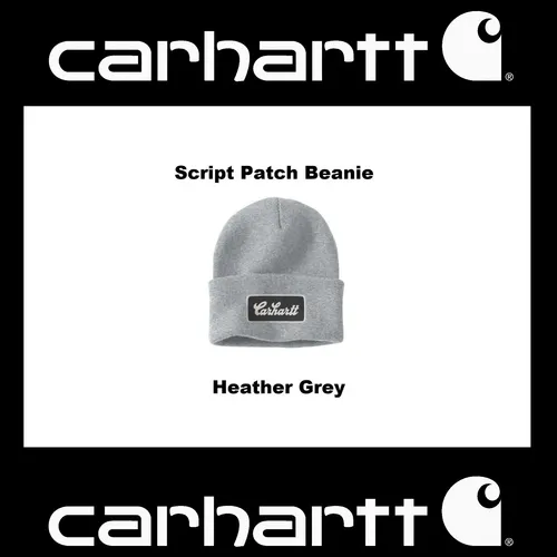 CARHARTT Unisex Beanie Mütze AH7007 grau mit Patch - Stylische unisex Beanie von CARHARTT in Grau, ideal für Freizeitaktivitäten. Mit dehnbarem Material und hochfaltbarem Ärmelaufschlag für optimalen Tragekomfort.
