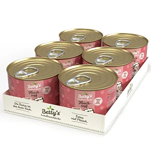 Betty's Landhausküche Hund All Meat 6 x 200 g Für alle Hunderassen geeignet Hohe Bioverfügbarkeit Wir achten auf Beste Qualität