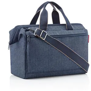 REISENTHEL Reisetasche travelling allrounder S pocket - Handgepäck 39 cm, stilvolles herringbone Design in dunklem Blau und 11 l Volumen