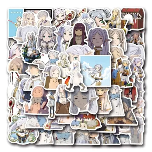 Frieren Beyond Journey's End Aufkleber für Laptop(50PCS),Geschenk für Kinder Jugendliche Erwachsene Jungen,Anime Wasserdicht Vinyl Aufkleber Stickers für Scrapbook,Skateboard,Auto,Gepäck