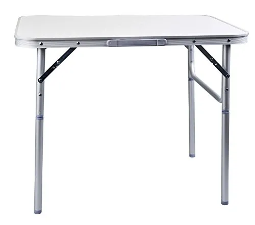 Spetebo Camping Klapptisch Aluminium - leicht und höhenverstellbar - Esstisch aus Aluminium, Größe 75 x 55 cm, höhenverstellbar von 25 bis 59 cm, ideal für Camping und Outdoor-Aktivitäten, mit praktischem Tragegriff.