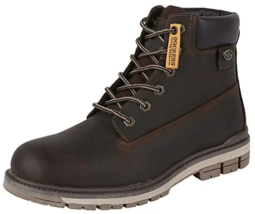 Dockers by Gerli Herren Klassische Stiefel, Braun, 43 EU - Wanderschuhe mit robustem Leder-Obermaterial, ideal für Outdoor-Abenteuer und komfortabel dank Synthetik-Innenfutter.