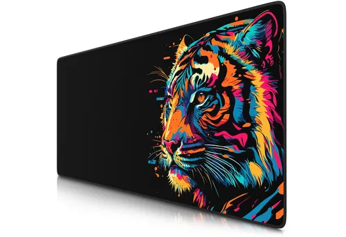 Titanwolf Gaming Mauspad XXL Speed Mousepad 900 x 400 x 3 mm, Schreibtischauflage, abwaschbar, rutschfeste Rückseite, Geschwindigkeit & Präzision, Colour Tiger 2