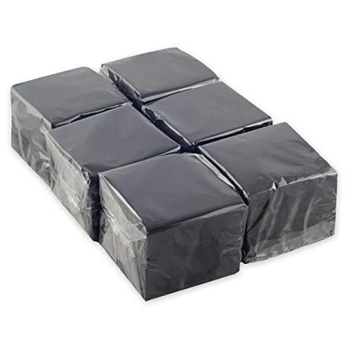 Hostelnovo - 600 Stück schwarze Tischservietten, Einweg-Papier - Mikro-Stepppapier - 10 x 10 cm (gefaltet) und 20 x 20 cm (aufgeklappt) - Ideal für Catering, Bars und Partys