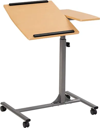 Beistelltisch mit Rollen und Bremsen, Betttisch Laptoptisch Pflegetisch Höhenverstellbar und Neigungsverstellbar, Notebooktisch Couchtisch