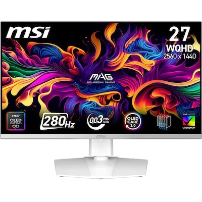 MSI MAG 272QPWDE QD-OLED X28 Gaming-Monitor 27 Zoll - 63,5 - 73,66cm (25-29 Zoll) mit QD-OLED Technologie für lebendige Farben und beeindruckende Kontraste, ideal für Gaming-Enthusiasten.