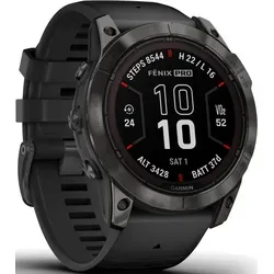 Garmin fenix® 7 PRO - Sapphire Solar Edition Schwarz - Smartwatch mit Solar-Technologie, langlebigem Titan-Gehäuse und QuickFit®-Silikon-Armband für individuellen Komfort und Stil.