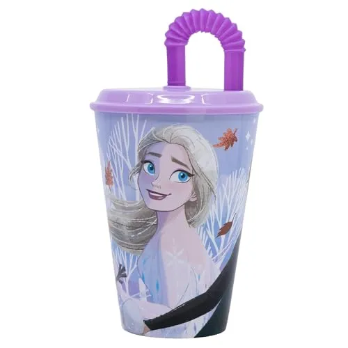 Stor Wiederverwendbarer Kinderbecher mit Deckel und Strohhalm, 430 ml von Frozen