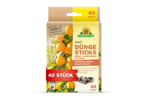 Neudorff Pflanzendünger Azet DüngeSticks für Zitrus- und Mediterranpflanzen 40 Stück