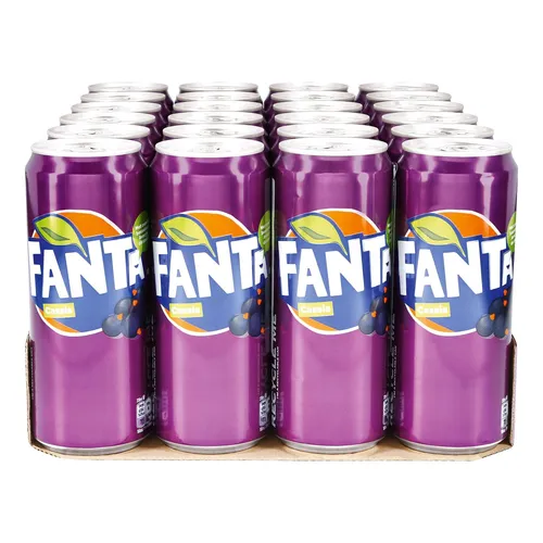 Fanta Cassis 0,33 Liter Dose - 24er Pack - Lebensmittel Vorratspacks mit dem erfrischenden Geschmack von schwarzer Johannisbeere, perfekt für gesellige Anlässe und zum Vorrat anlegen.
