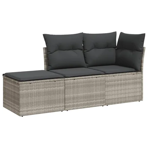 vidaXL Garten Sofa Garnitur 3-TLG. - Modular Gartenmöbel Set mit Kissen, bequem und pflegeleicht aus robustem Poly Rattan, ideal für Terrasse und Garten