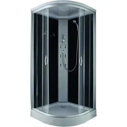 Komplettdusche mit Schiebetür Schwarz 215 cm x 90 cm x 90 cm