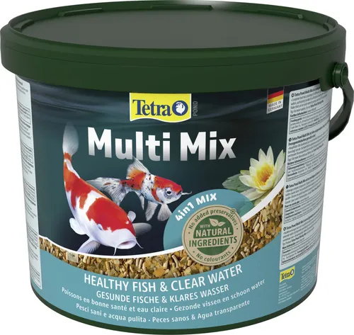 Tetra Pond Multi Mix 10 L - Fischfutter für junge und kleine Fische, mit hochwertigen Flocken für eine optimale Ernährung und gesundes Wachstum.