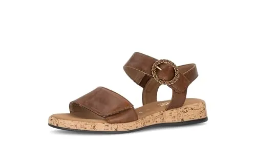 Gabor Damen Riemchensandalen, Frauen Sandalen,flach,Sommerschuhe,Freizeitschuhe,offene Schuhe,Strandschuhe,Camel(brma/S.Kork),39 EU / 6 UK