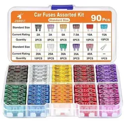 Flachsicherungen PKW Motorrad 90Pcs Set mit Sicherungszieher - Praktisches Set mit 90 Flachsicherungen für PKW und Motorrad, inklusive Sicherungszieher. Ideal für den schnellen Austausch defekter Sicherungen – zuverlässig und sicher für jedes Fahrzeug.
