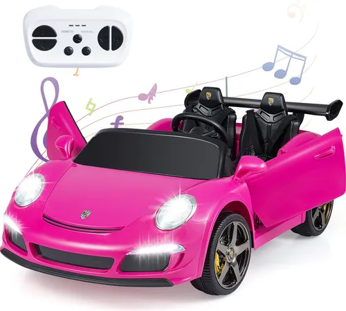 GOPLUS 2-Sitzer Kinder Elektroauto Rosa – Mit Musik, LED-Leuchten & Fernbedienung - Erlebe Fahrspaß mit dem GOPLUS 2-Sitzer Elektroauto für Kinder. Robustes Design, kratzfeste Räder und realistische Funktionen sorgen für unvergessliche Abenteuer im Freien. Ideal für Kinder von 3-8 Jahren.