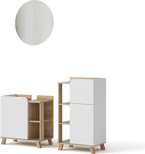 Vicco Badmöbel-Set Karen, Sonoma/Weiß, 3 Teile