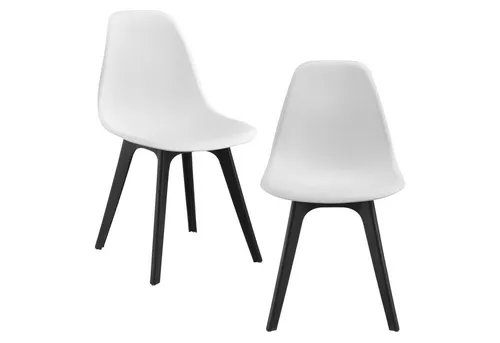 [en.casa] 2x Design Stühle Weiß & Schwarz von en.casa