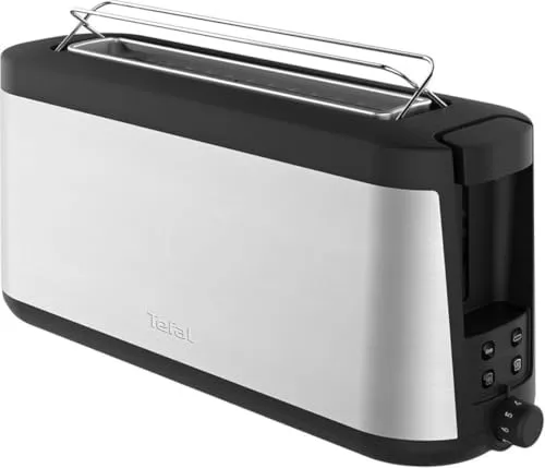 Tefal Toaster Element TL4308 - Eleganter Edelstahl Langschlitztoaster, 7 Bräunungsstufen und integrierter Brötchenaufsatz für perfekten Toastgenuss