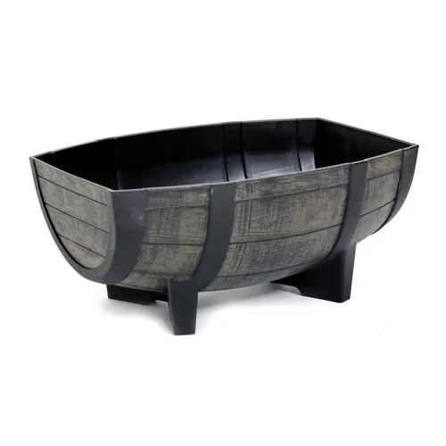 Pflanzkübel Pflanztopf 57 cm in Weinfass-Optik - Großer ovaler Blumenkübel aus robustem Kunststoff, ideal für Innen- und Außenbereich, perfekt für kreative Pflanzideen.