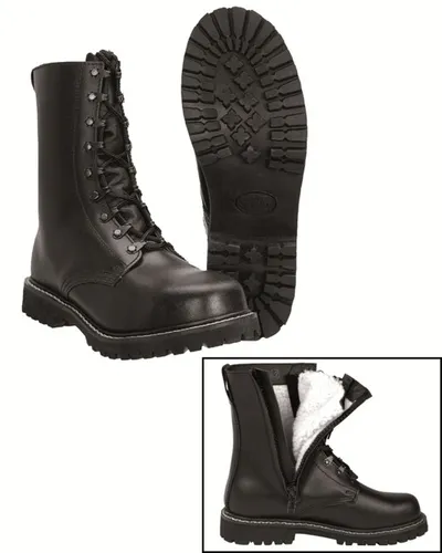 Pilotenstiefel mit Futter und Reißverschluss schwarz - BW Kampfstiefel NEU - Wanderschuhe mit warmem Futter und praktischem Reißverschluss, ideal für Outdoor-Aktivitäten und extreme Wetterbedingungen.