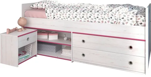 Parisot Jugendzimmer-Set Smoozy, (2-tlg., Kleiderstange, Schreibtisch und Regal mit Vorhang)