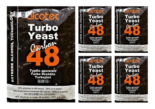Alcotec 48 Carbon Turbohefe Vodka Alkohol Gärhefe Hefe Schnaps Brennhefe TOP 5 x