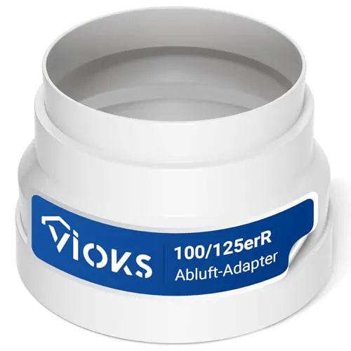 VIOKS Abluftschlauch Adapter Reduzierstück 125mm - 100mm für Dunstabzugshaube, Verbinder für Abluftschlauch