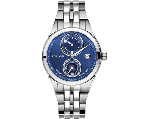Korloff 04WA1470012 Automatik Regulator Uhr - Hochwertige Herren Armbanduhr mit blau-silbernem Edelstahl Design, präziser Automatik und elegantem Stil für jeden Anlass.