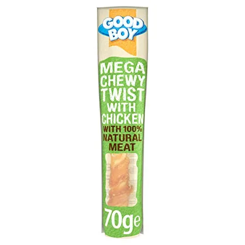 Good Boy - Mega Chewy Twist mit Huhn – Hundeleckerlis – Hergestellt aus 100% natürlichem Hühnerbrustfleisch – 70 g – reich an Protein-Hundeleckerbissen.