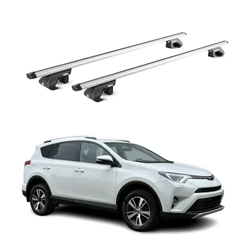 Alu Dachträger Grundträger für Toyota Rav4 XA40 2013-2018 - Gepäckträger aus hochwertigem Aluminium mit aerodynamischem Design, ideal für Fahrradträger und Dachkoffer, einfach zu installieren und sicher.