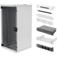 Digitus DN-10-SET-3 10 Zoll Netzwerkschrank 12 HE Grau - Zubehör für Serverschränke, ideal für kompakte Netzwerklösungen in Home Offices oder kleinen Büros mit perfekt abgestimmten Komponenten für strukturierte IT-Verkabelung.