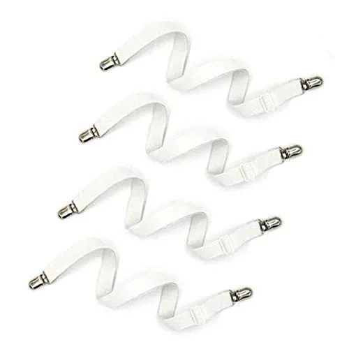 Auivguiv Matratze zu Clips verstellbar unter Matratze Bett/Spannbettlaken Verschluss, unter Matratze Bett Spannbetttuch Verschluss, Langer Gurt Clip Bands (weiß)