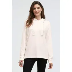 Kapuzenpullover SOCCX, Damen, Gr. L, weiß, Material: 53% Viskose, 43% Polyester, 4% Elasthan, unifarben, regular fit normal, Rundhals, eingesetzt Bündchen, Pullover Kapuzenpullover, aus Feinstrick