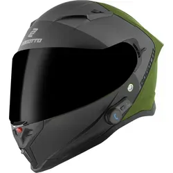 Bogotto H153 BT SPN Bluetooth Helm, schwarz-grün, Größe L - Motorradhelm mit klarem, kratzfestem Visier und Bluetooth-Funktion für sicheres Fahren und Kommunikation.