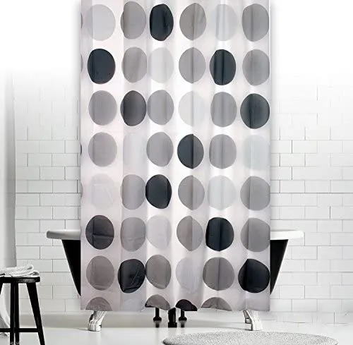 probath PEVA Duschvorhang Weiss 3D MOSAIK Retro GRAU Verschiedene Modelle 120x220 cm inkl. Duschvorhangringe - Überlänge (Retro Grau)