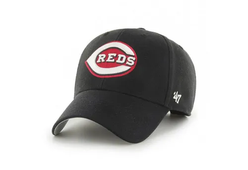 '47 Brand Cap MLB Cincinnati Reds '47 MVP Black - Baseball Cap für Fans - Baseball Cap mit gebogenem Schirm und Logo-Stickerei der Cincinnati Reds. Verstellbar durch Klettverschluss, ideal für jeden MLB-Fan!