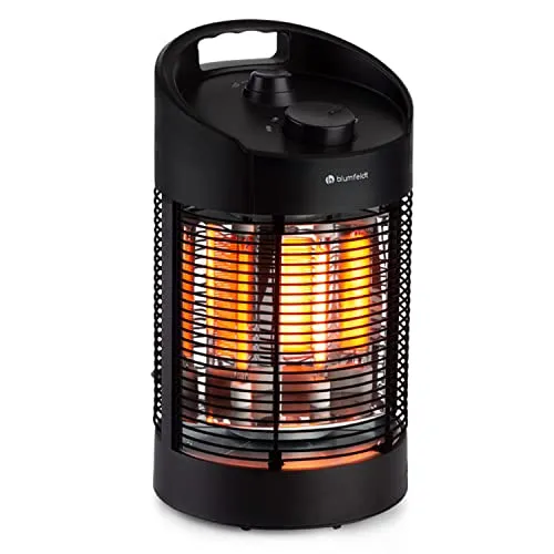blumfeldt Terrassenstrahler Heat Guru 360 Mini - Kompakter Infrarot-Heizstrahler für Terrasse und Garten. Mit starker Heizleistung und 360° Oszillation sorgt er für wohlige Wärme, egal wo Sie ihn einsetzen. Ideal für drinnen und draußen. Sicherheit durch Kippschutz!