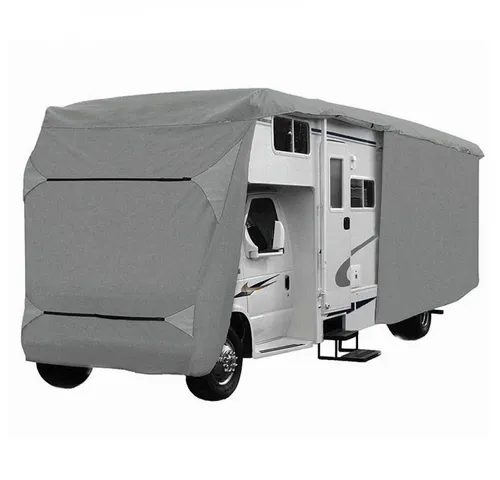 Schutzhülle für Wohnmobil XXL 8,7m - Caravan-Zubehör: Schützen Sie Ihr Wohnmobil mit dieser reißfesten, atmungsaktiven Schutzhülle vor Wind und Wetter. Mit UV-Schutz und wasserdichtem Dach bietet sie optimalen Schutz und einfachen Zugang dank Reißverschlüssen.